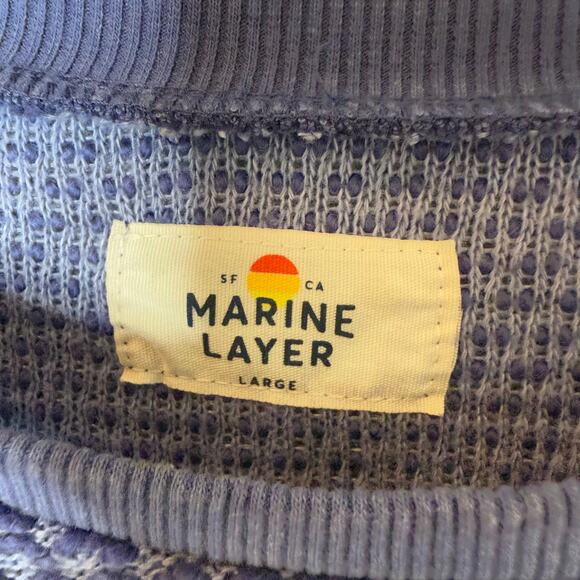 Marine Layer Textured Birdseye Crew Neck Pullover Sweater - Picture 2 of 5